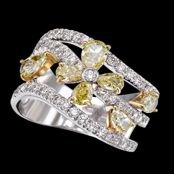 massimo raiteri exclusive jewelry jewelry gioielli diamanti diamonds white bianchi flower fiore fancy yellow giallo color