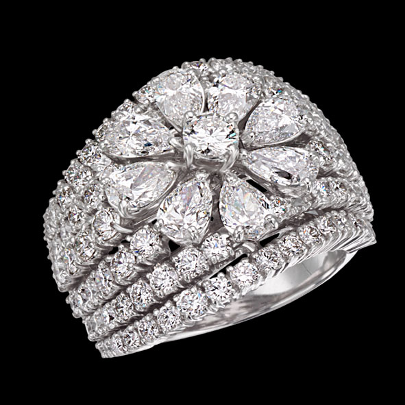 massimo raiteri jewellery gioielli anello ring diamonds diamond diamanti diamante flower fiore goccia pear