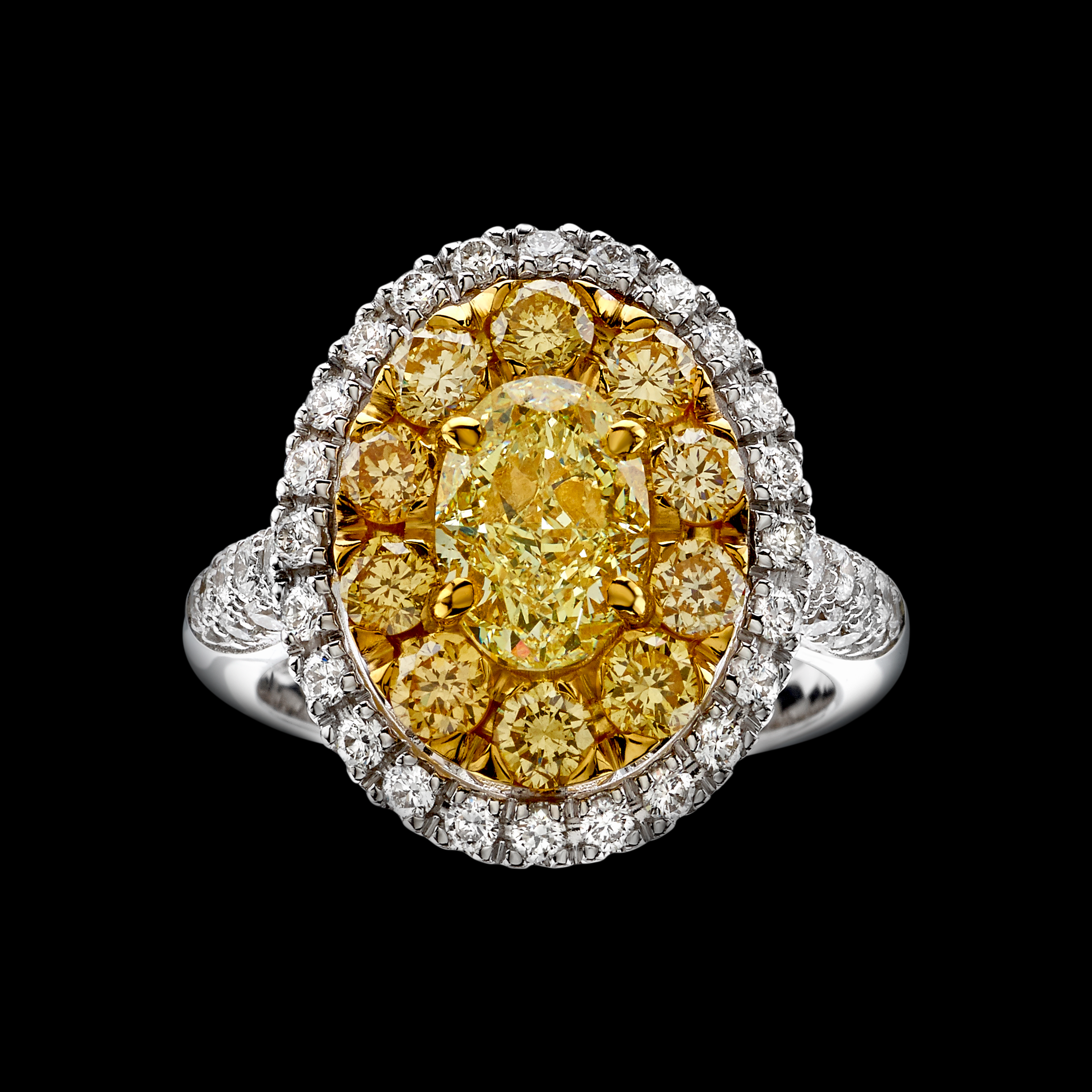 massimo raiteri fancy yellow diamonds ring anello diamanti gialli sole