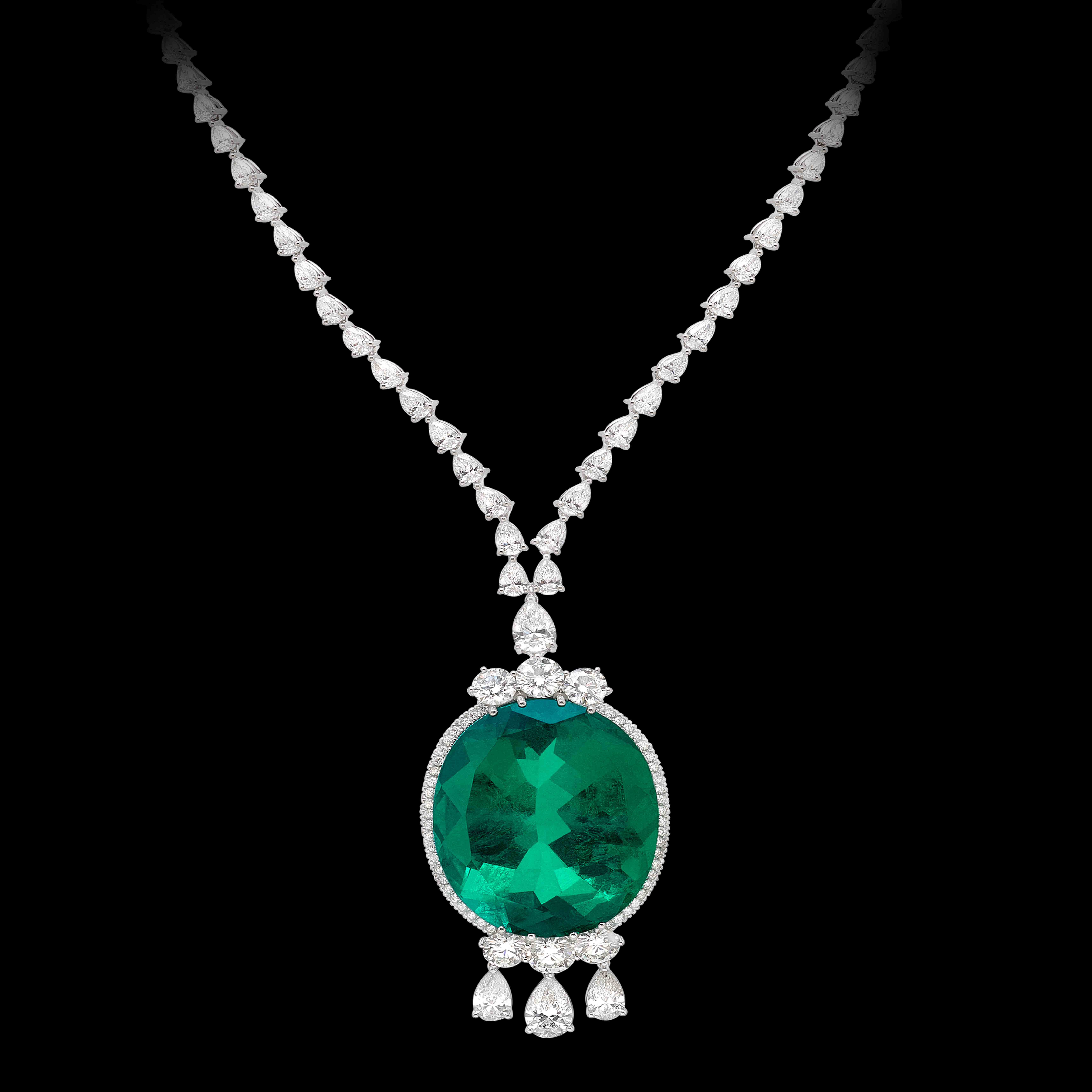 Massimo Raiteri Exclusive Jewellery emerald colombian minor 100 ct smeraldo colombiano necklace girocollo tennis diamanti diamonds classic high jewellery